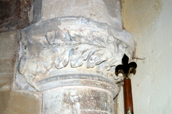 Foliate capital on the blocked entrance to the chancel north aisle January 2010